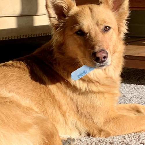Sausage-Shaped Dog Chew Toy with Teeth Cleaning Bristles (Blue) - color: Blue