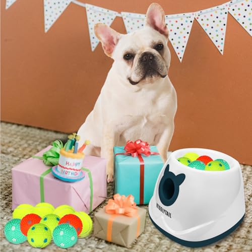 Automatic Dog Ball Launche with 9 Balls (2 inches) - color: WHITE