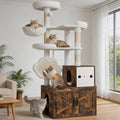 Heybly Cat Tree with Litter Box Enclosure, Modern 64" Hidden Tower HCT105SR - color: Rustic Brown