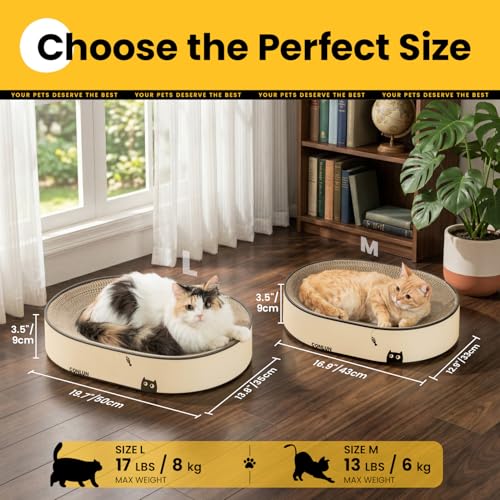 Conlun Oval Cat Scratcher Bed | Scratching Bowl Lounge for Kittens | Medium - color: Black Cat, size: Medium(16.9"L x 12.9"W x 3.5"Th)