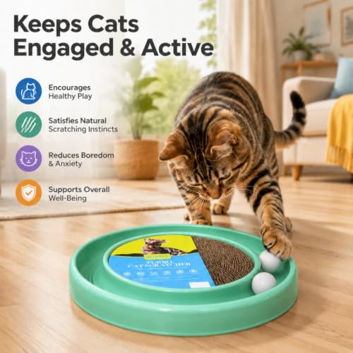 Cat Scratcher Toy Ball Track (Green) - color: Green