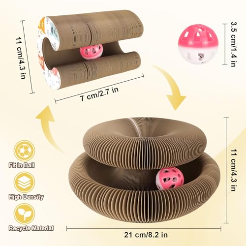 Cardboard Cat Toy, Foldable & Reversible Cat Scratching Board Scratcher Pad - color: Cat Design - 2 Pack