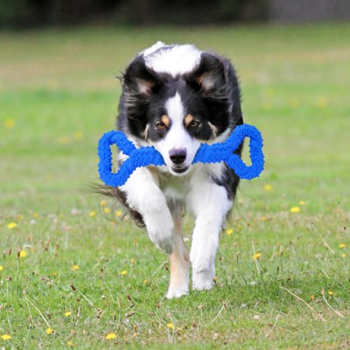 LECHONG Durable Dog Chew Toys 13 Inch Bone Shape Extra Large Dog Toys with Convex Design Strong Tug Toy for Aggressive Chewers Medium and Large Dogs Tooth Cleaning - color: Blue