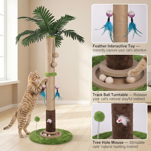 Cat Scratching Post for Indoor Cat Adult, 35 Inch Tall Tree Scratching Post