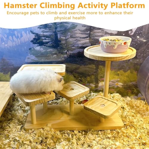Wood Hamster Platform Rat Climbing Toys for Gerbil Hamster Cage Accessories - size: Large