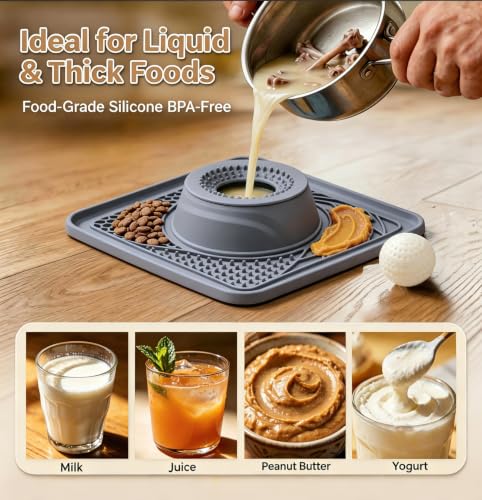 Slow Feeder Dog Bowls & Lick Mat for Liquid and Thick Treat(Grey) - color: GRAY