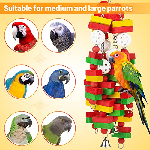 Large Bird Parrot Toys for Cockatoos African Grey Macaws Amazon Parrots - color: Red