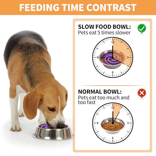 Slow Feeder Dog Bowls Insert, Bestalk Soft Silicone Slow Eating Feeder Insert with Suction Cups for Small, Medium and Large Dogs, Fit into Basic and Elevated Bowls - color: Purple, size: S