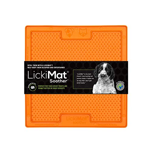 LickiMat Classic Soother Orange Dog Feeding Mat