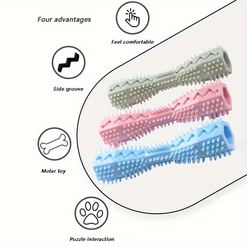 Dog Toothbrush Toy Soft Rubber Molar Stick for Chewing, Teething and Interactive Dental Cleaning at Home, Travel, Playtime, Green - color: Blue