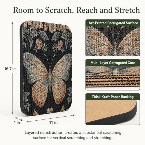 2 Pack Cat Wall Scratcher, Art Cat Scratching Board for Cats - color: Owl & Butterfly