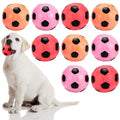 Sumind 9 Pcs Latex Squeaky Dog Toys 2.76 inch Soccer Ball Interactive Fetch Toys Soft Football Puppy Chew Balls for Small Medium and Large Dogs(Orange, Red, Purple) - color: Orange, Red, Purple