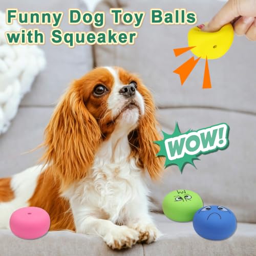Latex Dog Chewing Squeaky Ball Toys Face Fetch Play Toy for Puppy Small Medium Pets Dog Toys (6 PCS) - color: 6 PCS