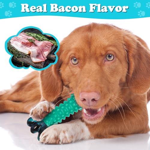 Durable Nylon Dog Bones for Aggressive Chewers,Indestructible Dog Toy,Dog chew Toys–Bacon Scented Tough Chew Toys for Medium and Large Breeds