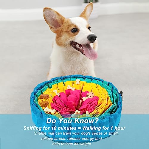 Vivifying Snuffle Mat for Dogs, 17 in Flower Puzzle Mat, Red, Yellow & Blue - color: Red&Yellow&Blue