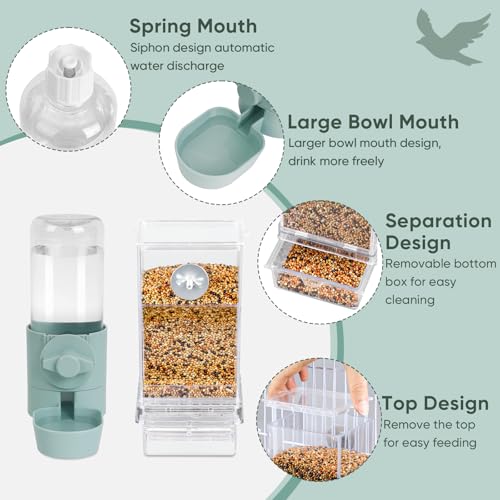 lemtrflo No Mess Bird Feeder Water Dispenser Set, Bird Feeder for Cage - color: blue