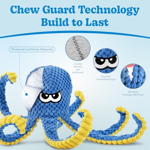 Interactive Dog Toys, 4 Pack Octopus Squeaky Hide And Seek Large Dog Toys - color: 4 Pack Octopus