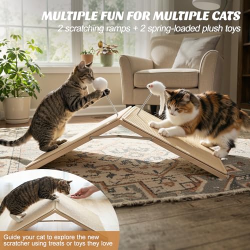 Cat Scratcher, Sisal Scratching Ramp Foldable Kitten Interactive Toy - style: Triangle