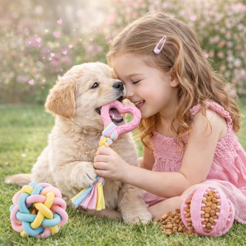 Halloween Puppy Chew Toys, 6 Pack Teething Toys for Small Breed Puppies - color: 6 Pack Pink Chew Toys