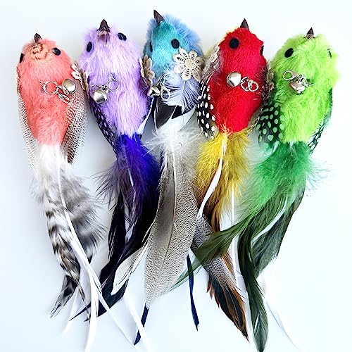 Cat Feather Toys Refill, 5 Pieces Attachments Feathers Bird for Cat Wand - color: 5PCS Cat Feather Bird Refills