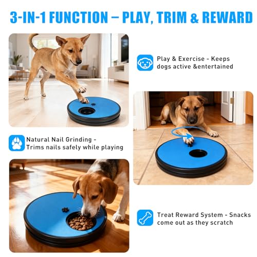 Dog Nail Scratch Board with Treat Box — Lockable Spinner Stops Nose-Cheating | Dog Scratch Board & Nail File for Small Medium Dogs Under 40 lbs, Adjustable Tension, Enrichment Treat Dispenser Toy