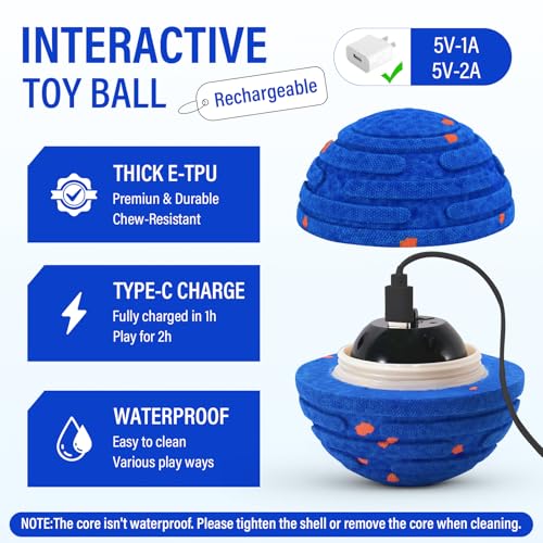 Smart Interactive Dog Ball with Remote Control for Medium Large Dogs - color: Bright Blue