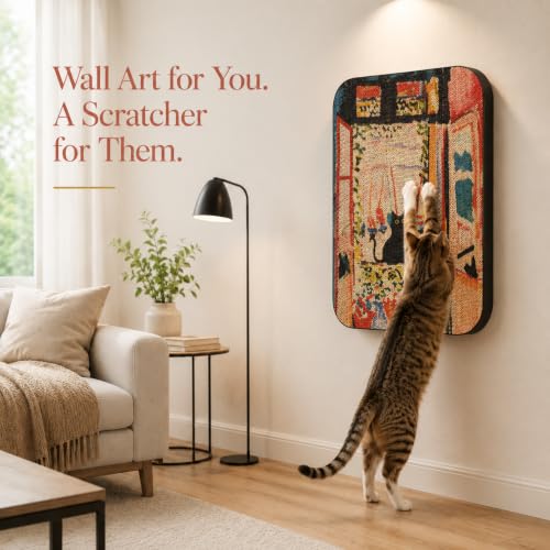 Cat Wall Scratcher, Art Cat Scratching Board for Indoor Cats - color: The Open Window