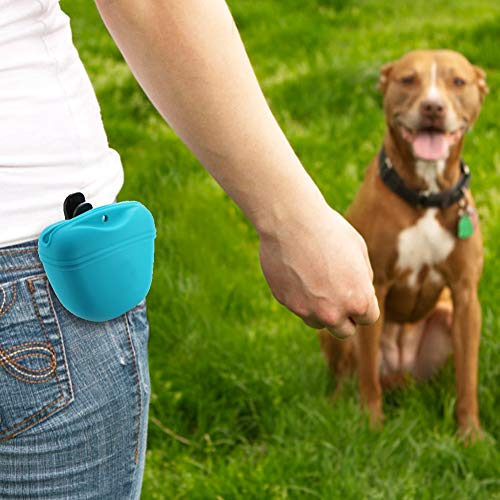 RoyalCare Silicone Dog Treat Pouch-Small Training Bag-Portable Dog Treat Bag for Leash with Magnetic Closure and Waist Clip[US Design Patent] - color: dark yellow