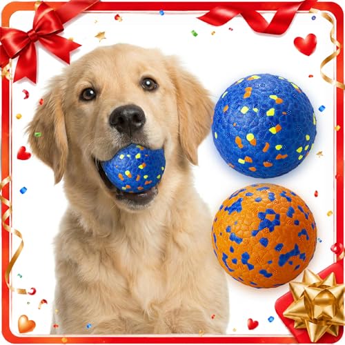 E-TPU Dog Balls, Tough High-Bounce Floating Fetch Toys, 2 Sizes - color: Blue & Orange (2-Pack), size: Medium (3" diameter)