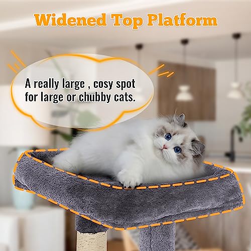 FDW 37.8" Cat Tree Tower | Light Gray | Multi-Level Indoor Activity Center - color: Light Gray