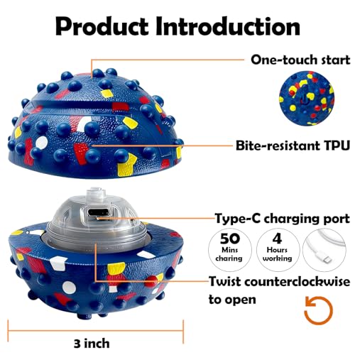 Interactive Dog toys, Smart Dog ball, E-TPU Material Automatic Moving, Bouncing, Vibrating ball Durable Duraspin Design for Aggressive Chewers.Keeps Dogs Busy and Entertained.Suitable for all dogs