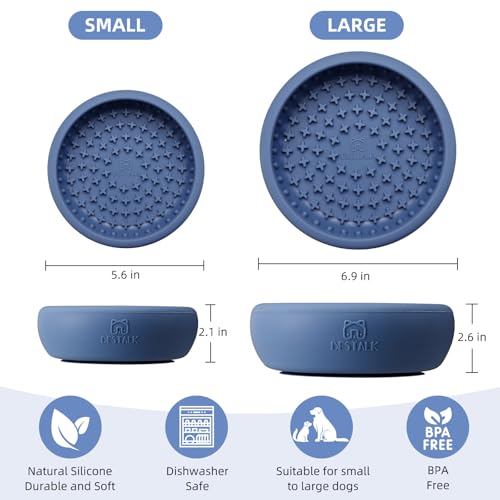 Dog Lick Bowl, Bestalk Anxiety Relief Lick Mat for Dogs, Non-Slip Freeze Licking Bowl Enrichment Puzzle Feeder for Distraction, BPA Free Silicone, Dishwasher Safe - color: Dark blue, size: Small
