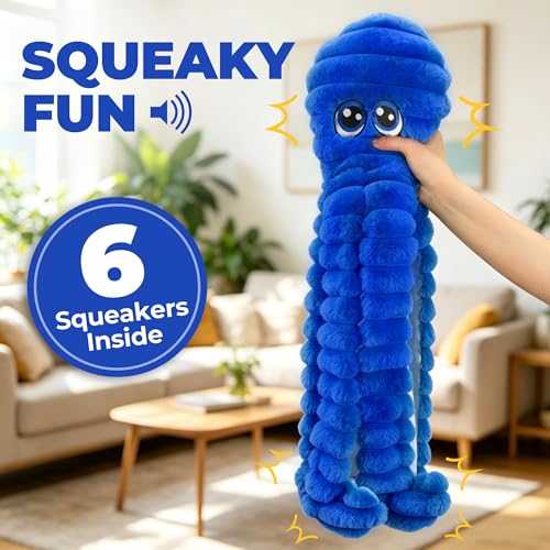 PrimePets Squeaky Dog Toys for Large Dogs, 27" Extra Large Octopus Dog Toy - color: Blue