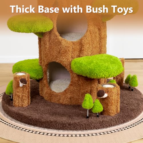 91" Tall Cat Tree for Indoor Cats, KAMABOKO Large Cat Tower with 6 Luxury Cat Condo, Soft Cushion, Scratching Board, Plush Platform & Top Perch, Magic Forest Series, Green - color: mint green