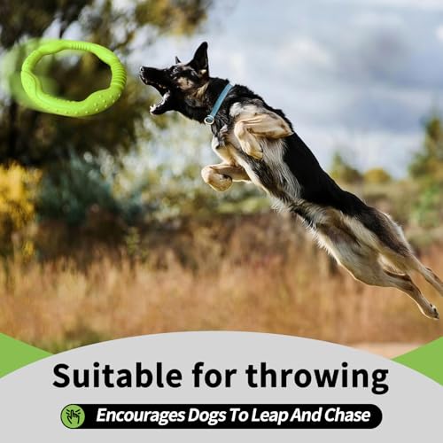 LaRoo Dog Flying Ring Toys, Floating Flying Disc Toys, Summer Pet Training Outdoor Durable Chew Toys for Medium and Large Dogs (Medium Green/22cm) - color: Green-M