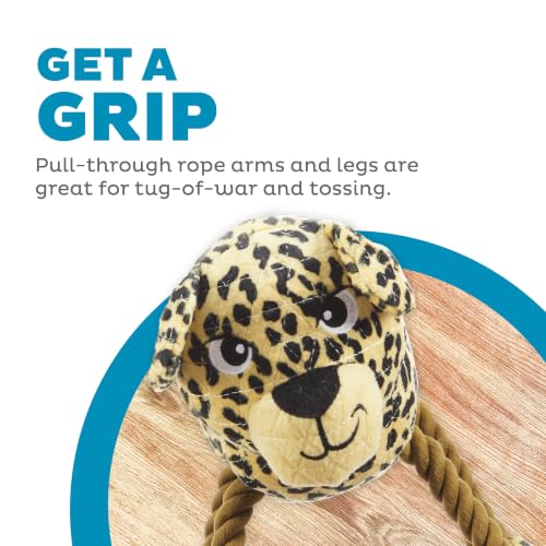 Outward Hound Tuggy Buddyz Leopard Squeaky Rope Dog Toy - color: Brown