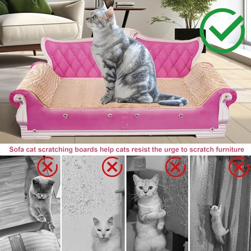 COOZMENT Scratching Sofa, Couch Shaped Thick Scratching Cardboard, Lounge Bed for Indoor Rest&Play, Sofa Scratcher Pad (Pink, 27.6" L X 12.4" W X 11.8" H) - color: Pink-Medium