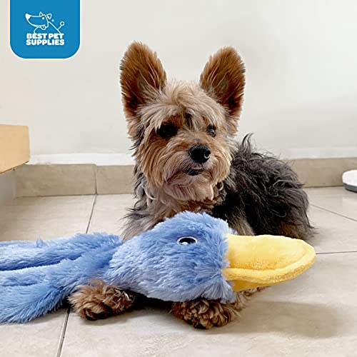 Best Pet Supplies Interactive Squeaky Dog Chew Toy, Ideal Dog Toys for Chewers, Small, Medium & Large Dogs, and Fetch Lovers - Crinkle Duck (Yellow, Purple & Turquoise), Large - color: Crinkle Duck (Yellow, Purple & Turquoise), size: Large