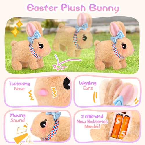 CatchCute Interactive Hopping Bunny Plush with Princess Jewelry Set