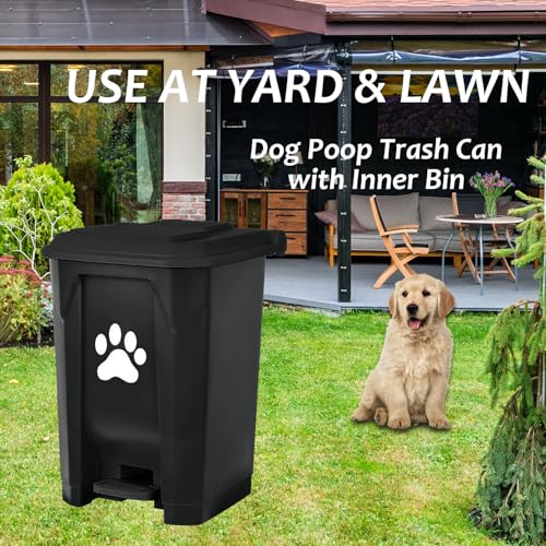 Outdoor Trash Can Dog Poop Bin Dog Waste Trash Can Pet Outside Garbage Can - color: Black with 5rolls Bags
