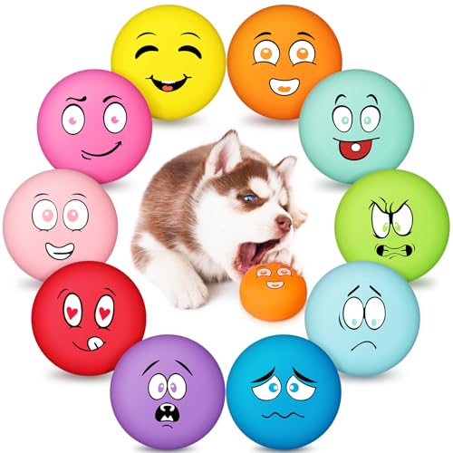 Hungdao 10 Pcs Soft Latex Squeaky Balls for Small Dogs, Dog