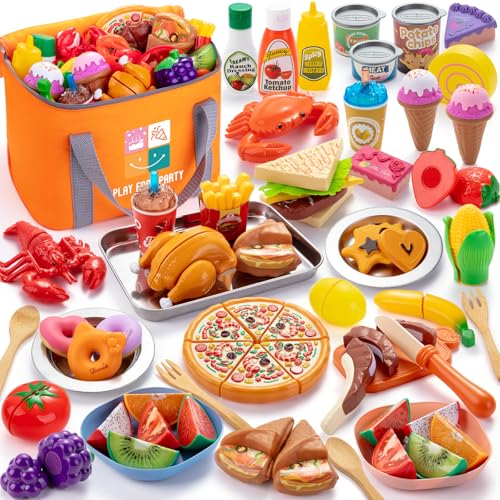 Juboury Pretend Play Food Set for Kids Kitchen, with Storage Bag