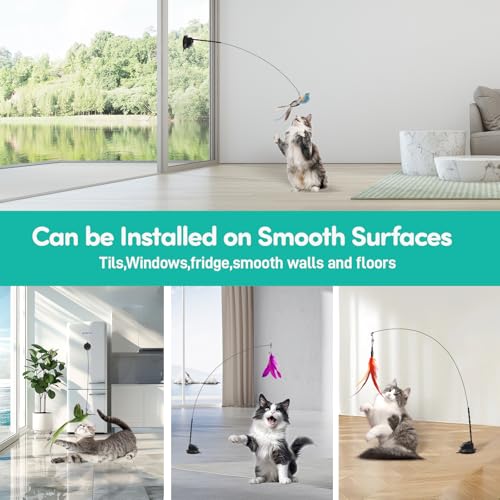 Interactive Cat Toy for Indoor Cats, Suction Cup Feather Bird Toy