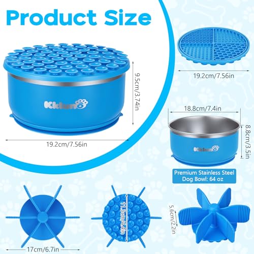 Slow Feeder Insert Dog Bowl 8 Cups Stainless Steel with Lick Mat