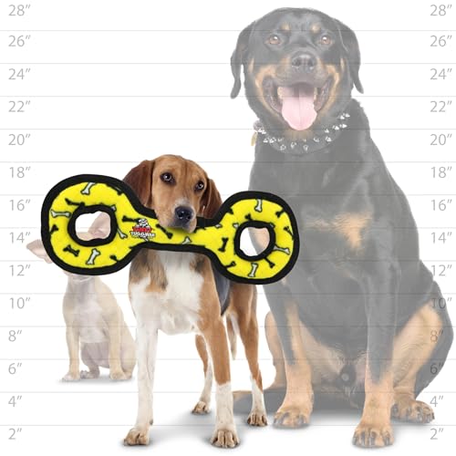TUFFY® : 2 Pack TugOWar Dog Toy: Ultra Durable Plush Toy with Multiple Layers & Reinforced Seams, Washable and Floats, Original Construction - color: 2PK Yellow Bones TugOWar