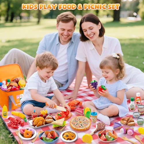 Juboury Pretend Play Food Set for Kids Kitchen, with Storage Bag