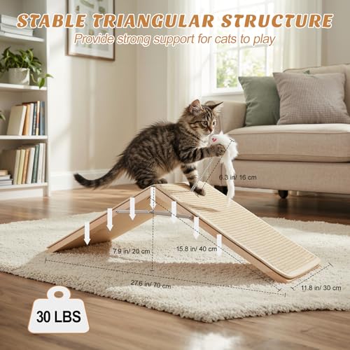 Cat Scratcher, Sisal Scratching Ramp Foldable Kitten Interactive Toy - style: Triangle