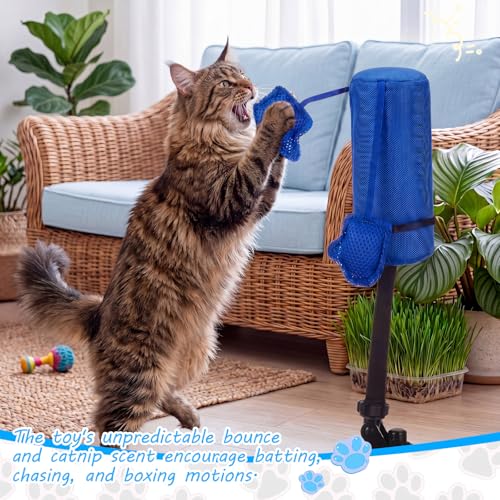 1 Pcs Cat Punch Bag Toy Suction Cup Base Catnip,Blue - color: Blue
