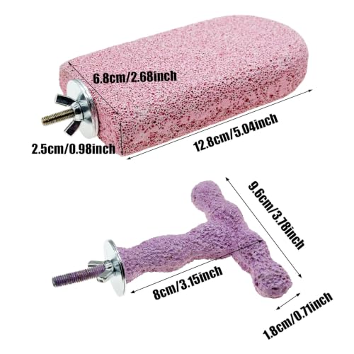 4 Bird Beak Grinding Stone Parrot Perch Stand for Small Birds - color: Cyan-Purple-Pink, size: Big