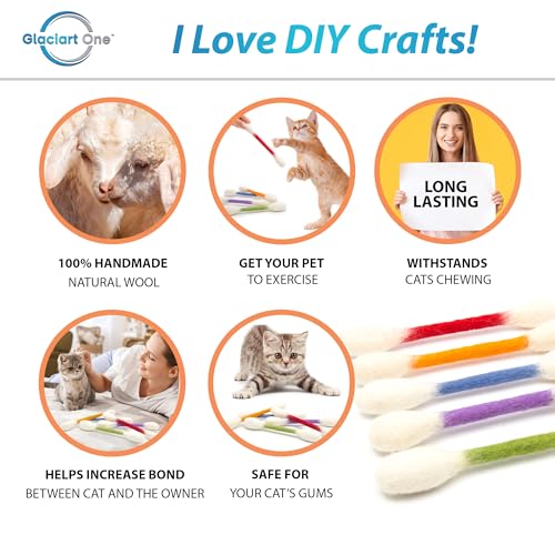 Glaciart One Swabs Cat Toys with Catnip - 12 Pk | Durable for Chew, Cute Cat Toys Interactive Kitty for Boredom, Exercise, & Play | Filled w/Organic Catnip for Anxiety & as Digestive Aid | Gift Idea - color: Colorful Swabs 12pcs, size: Regular